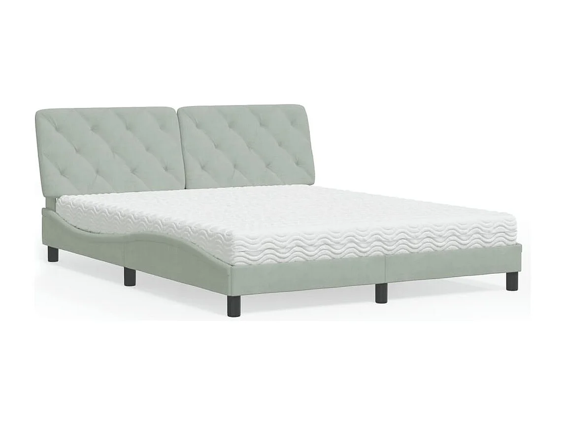 Lit avec matelas gris clair 160x200 cm velours