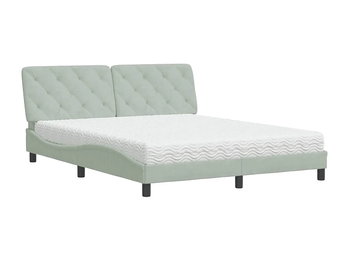 Lit avec matelas gris clair 160x200 cm velours