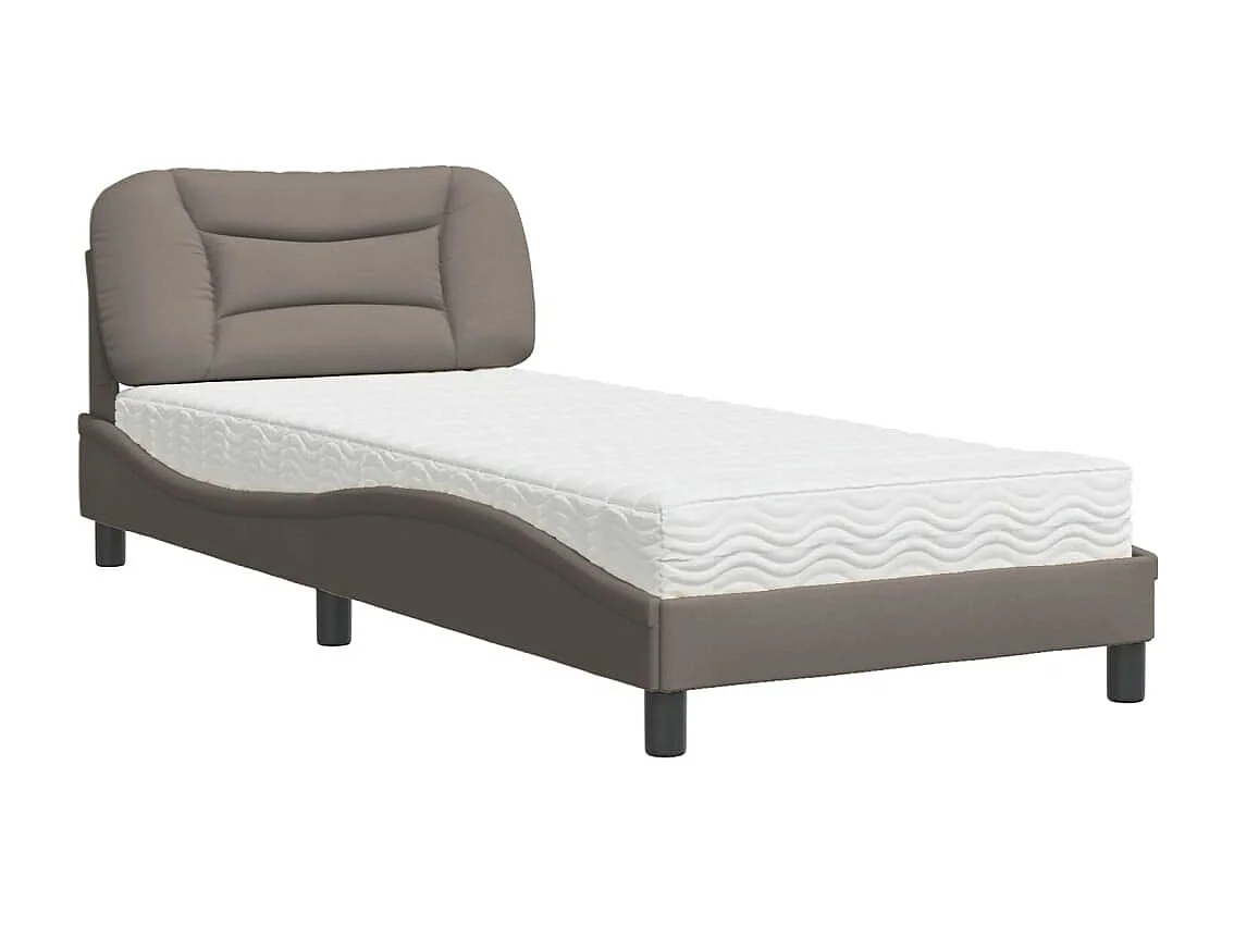 Letto con Materasso Tortora 90x190 cm in Tessuto
