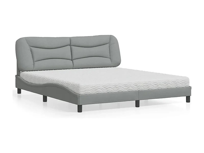 Lit avec matelas gris clair 180x200 cm tissu