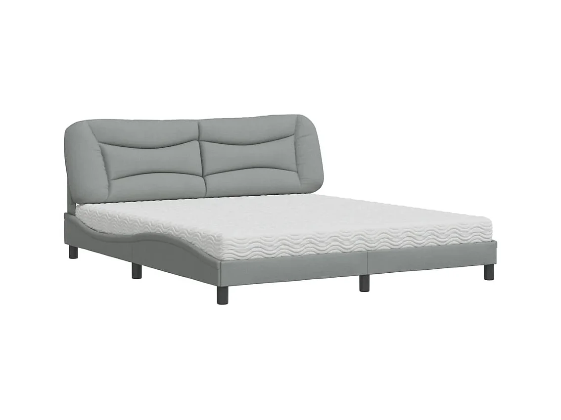 Letto con Materasso Grigio Chiaro180x200 cm Tessuto