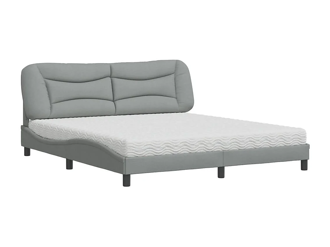 Letto con Materasso Grigio Chiaro180x200 cm Tessuto