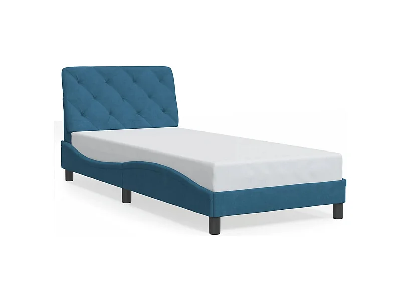 Lit avec matelas bleu 90x190 cm velours