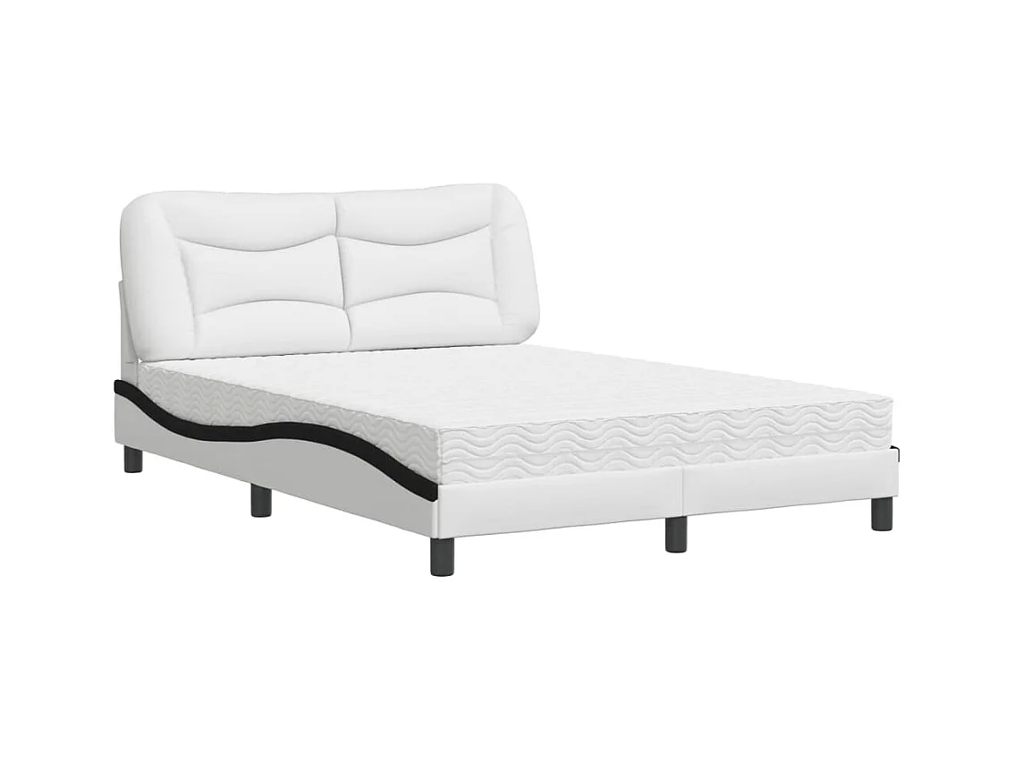 Letto con Materasso Nero e Bianco 120x200 cm in Similpelle