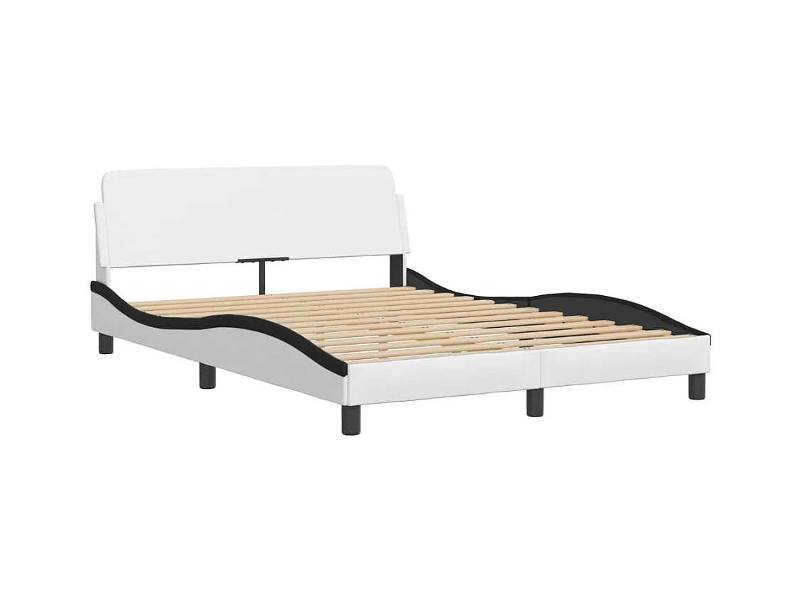 Letto con Materasso Nero e Bianco 120x200 cm in Similpelle