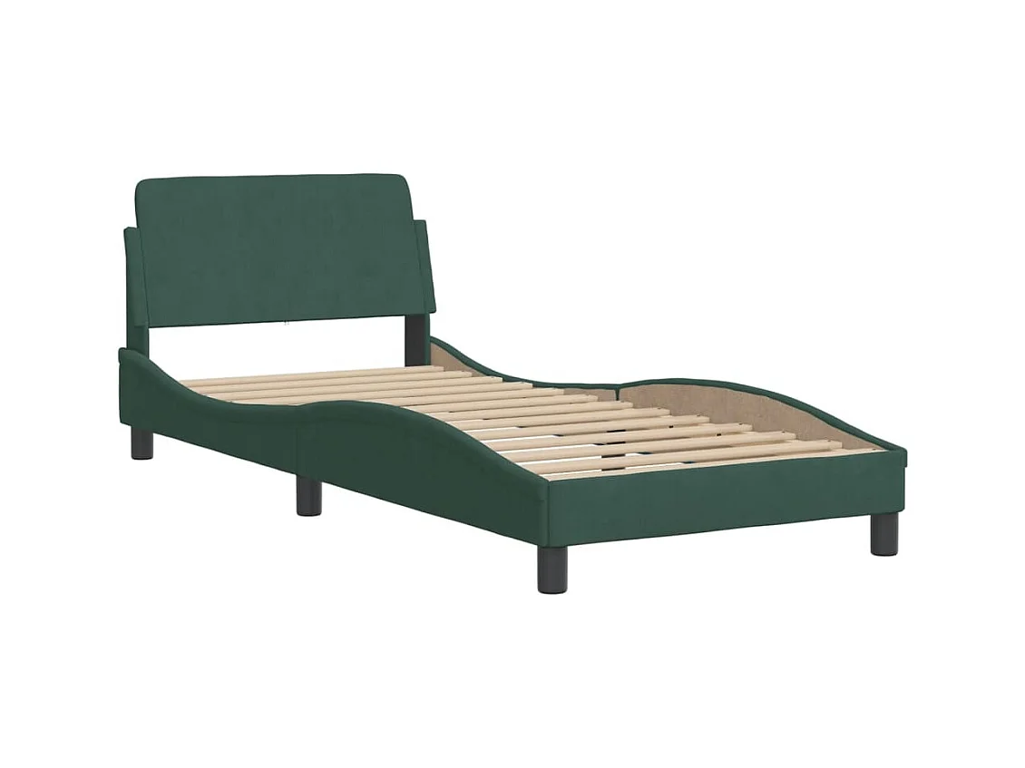 Lit avec matelas vert foncé 90x190 cm velours