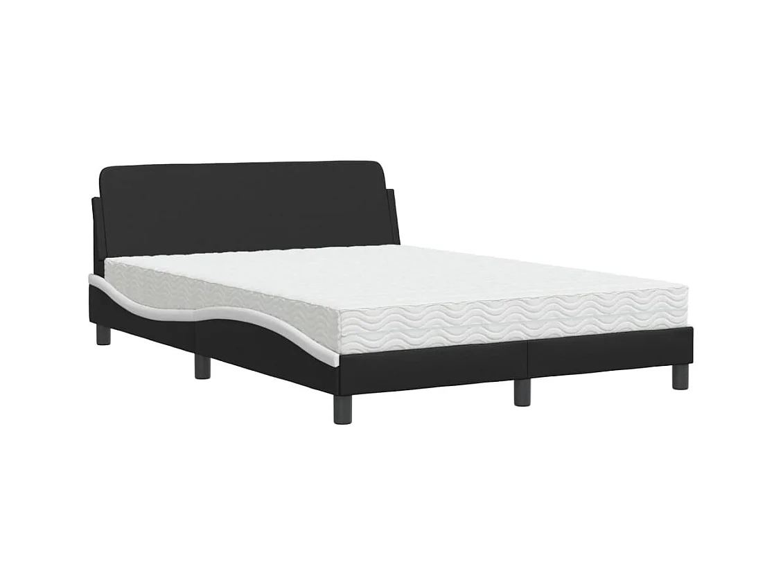 Cama com colchão preto e branco 120x200 cm couro sintético