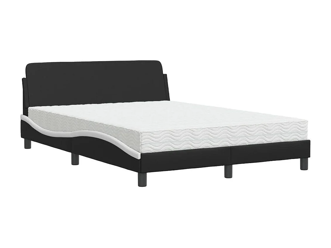 Lit avec matelas noir et blanc 120x200 cm similicuir