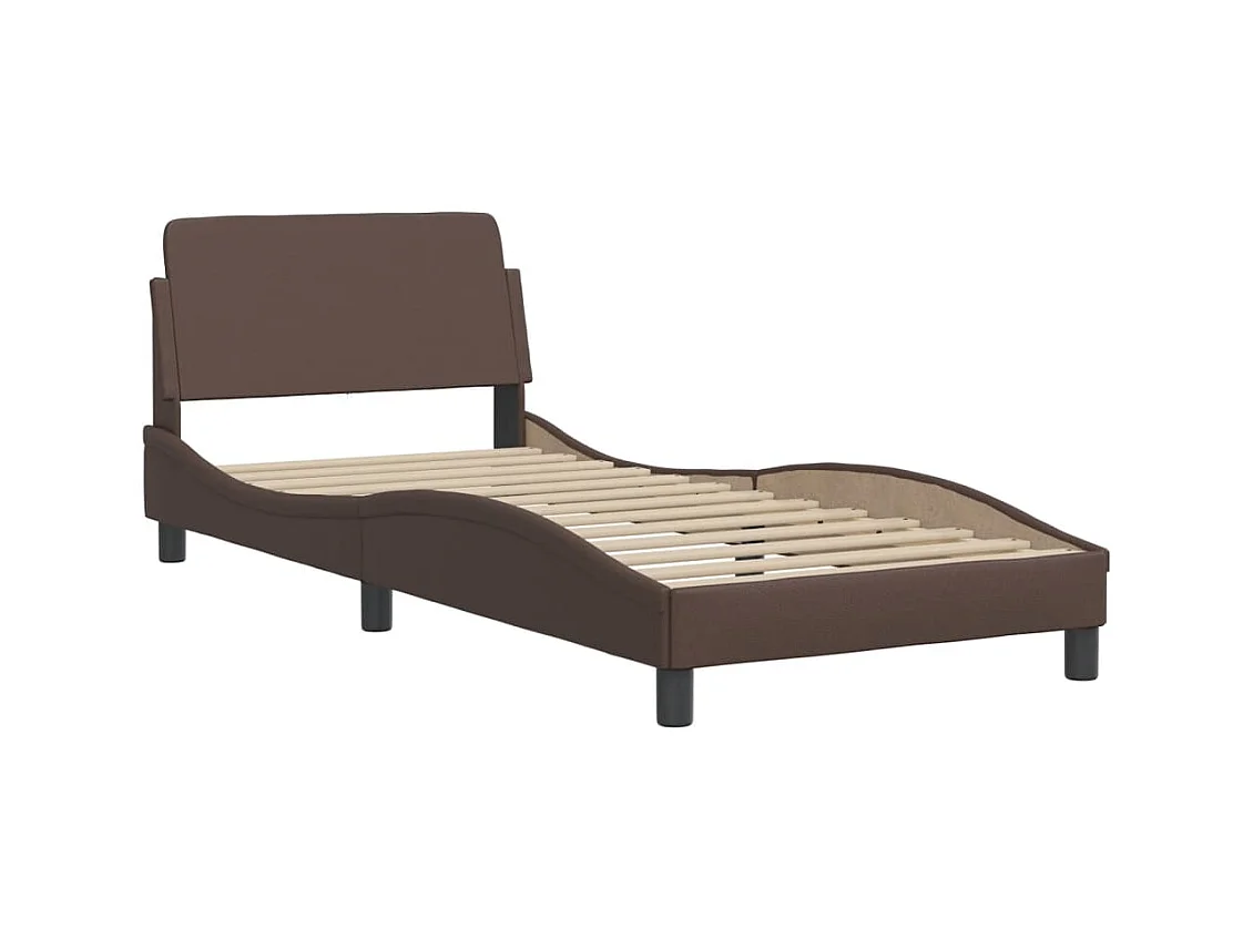 Lit avec matelas marron 90x200 cm similicuir