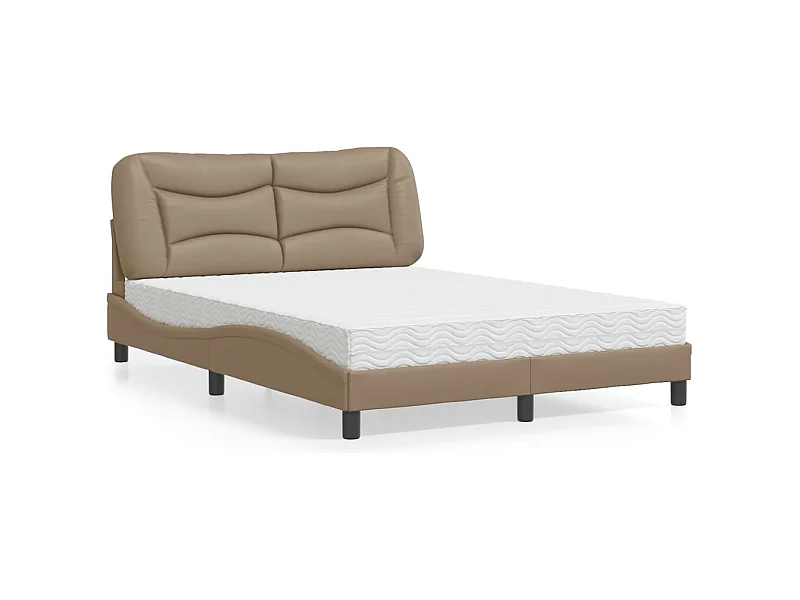 Cama com colchão cappuccino 140x200 cm couro sintético