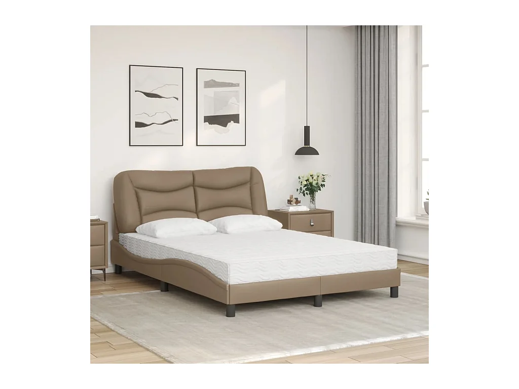 Letto con Materasso Cappuccino 140x200cm Similpelle