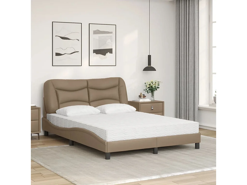Lit avec matelas cappuccino 140x200 cm similicuir