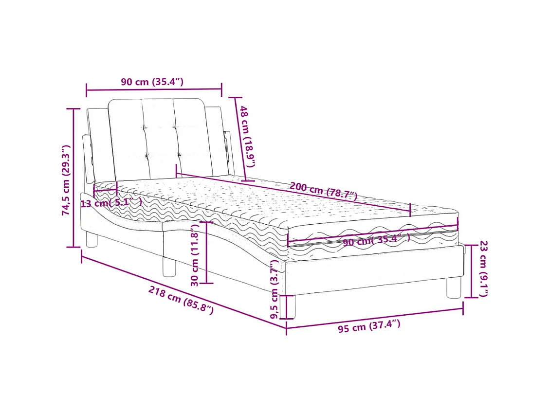 Bed met matras fluweel donkergrijs 120x200 cm