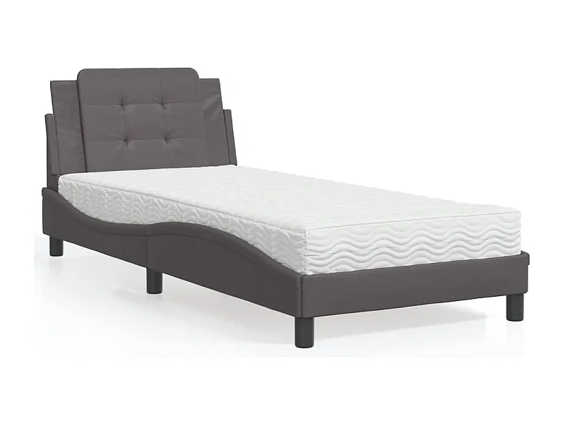 Letto con Materasso Grgio 80x200 cm in Similpelle