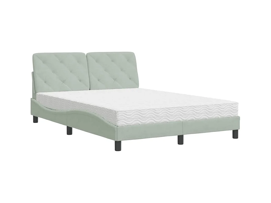 Lit avec matelas gris clair 140x200 cm velours