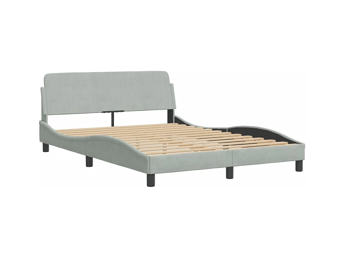 Lit avec matelas gris clair 140x200 cm velours