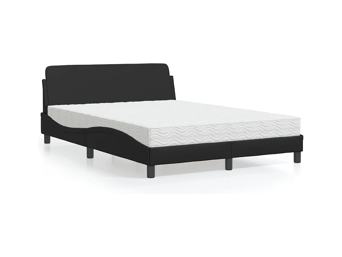 Lit avec matelas noir 120x200 cm similicuir