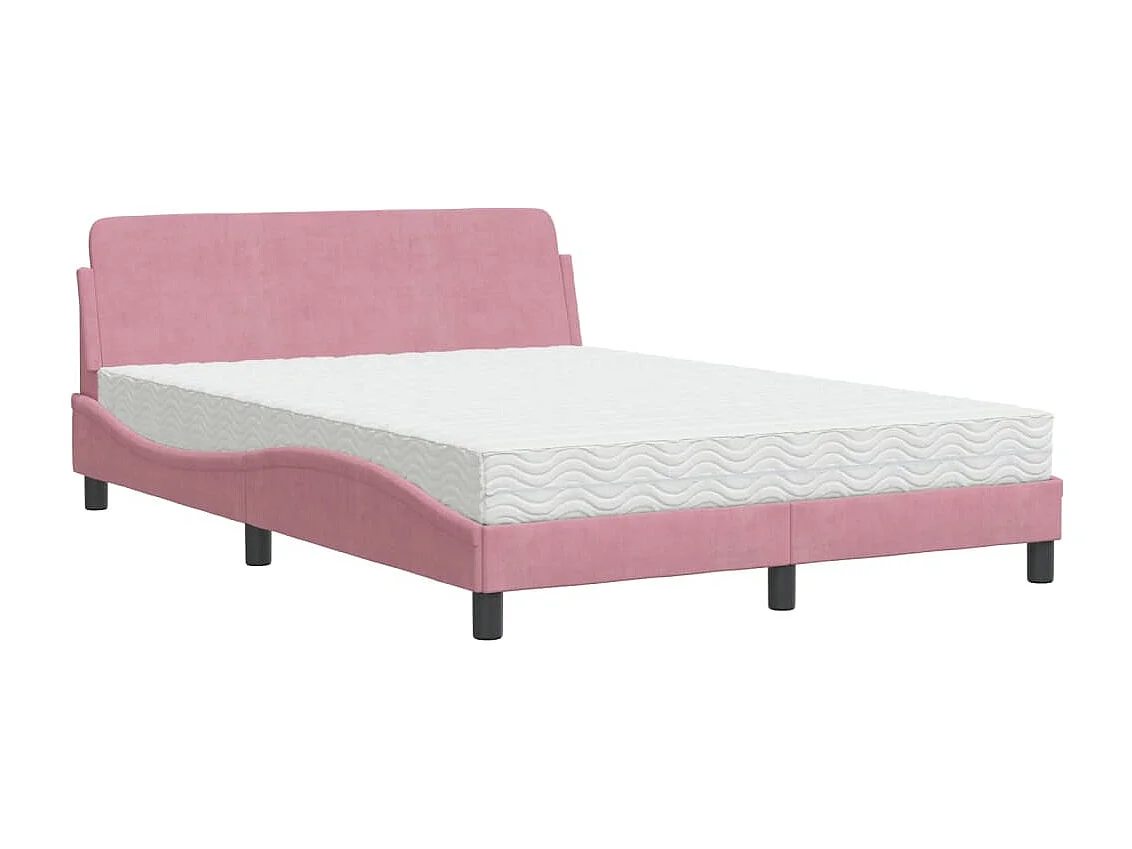 Lit avec matelas rose 140x190 cm velours