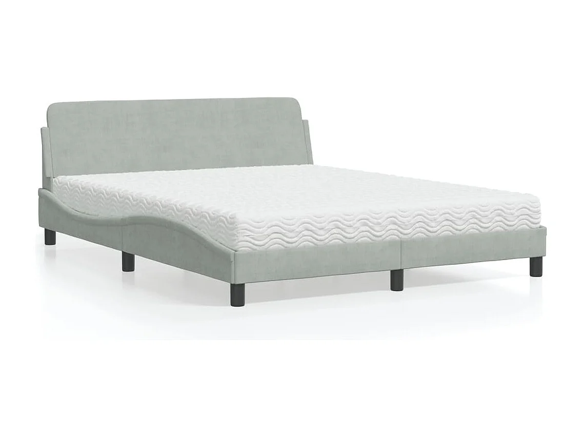 Letto con Materasso Grigio Chiaro 160x200 cm in Velluto