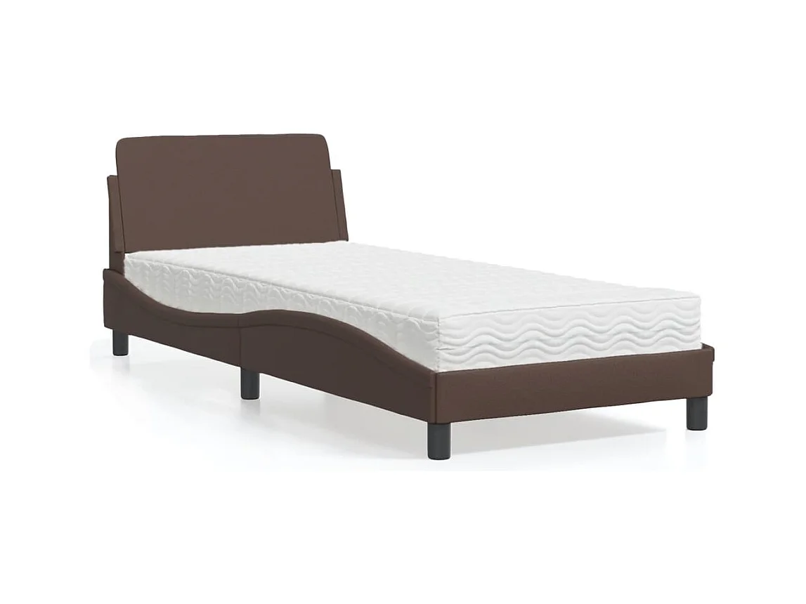 Lit avec matelas marron 80x200 cm similicuir