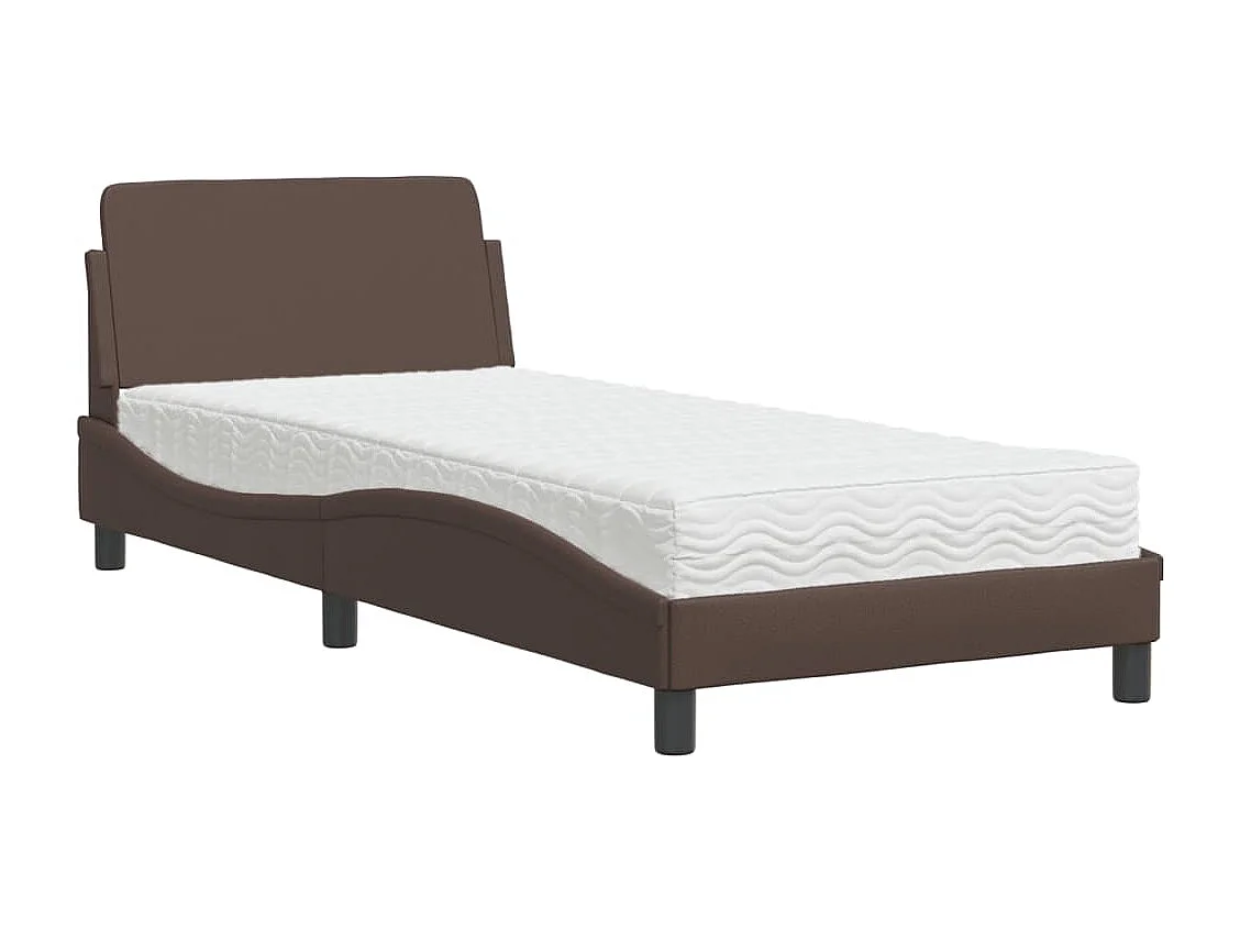 Lit avec matelas marron 80x200 cm similicuir