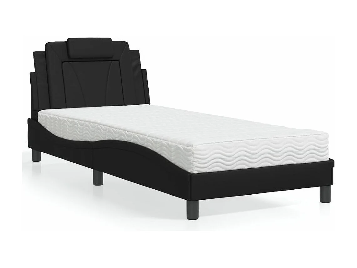 Letto con Materasso Nero 80x200 cm in Similpelle
