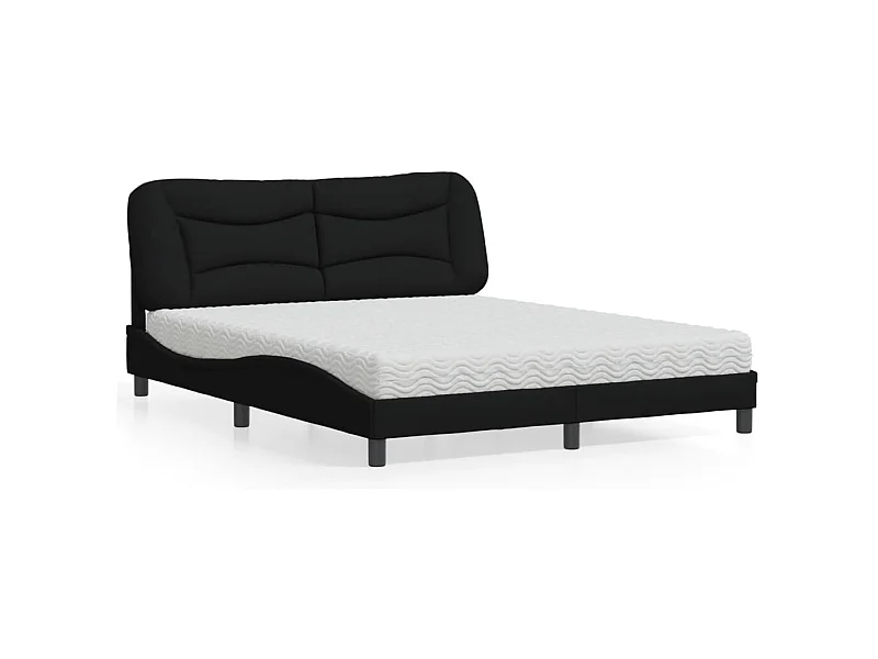 Cama con colchón de tela negro 160x200 cm