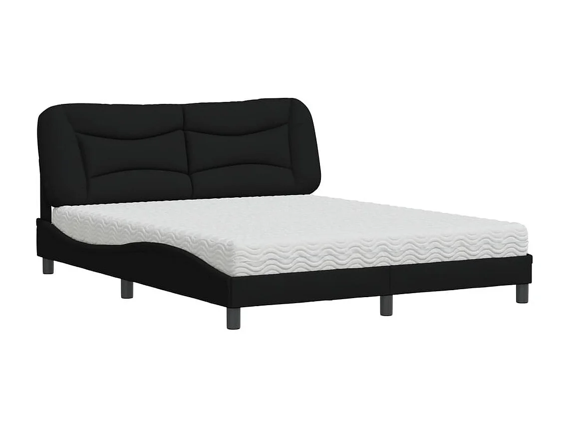 Lit avec matelas noir 160x200 cm tissu