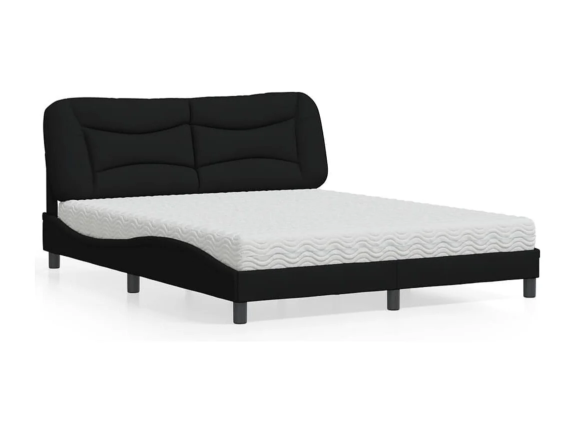Lit avec matelas noir 160x200 cm tissu