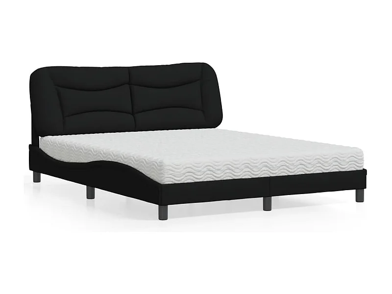 Lit avec matelas noir 160x200 cm tissu