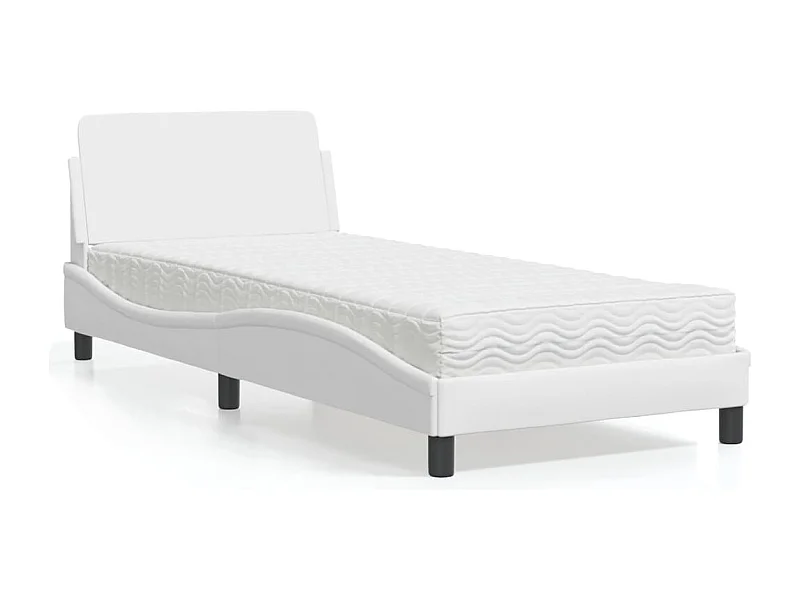 Cama com colchão branco 80x200 cm couro sintético