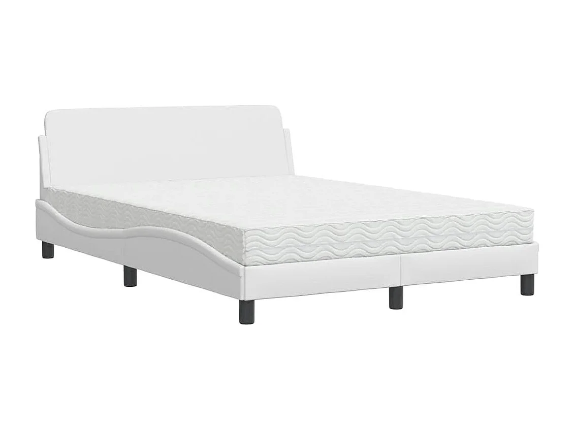 Cama com colchão branco 140x200 cm couro sintético