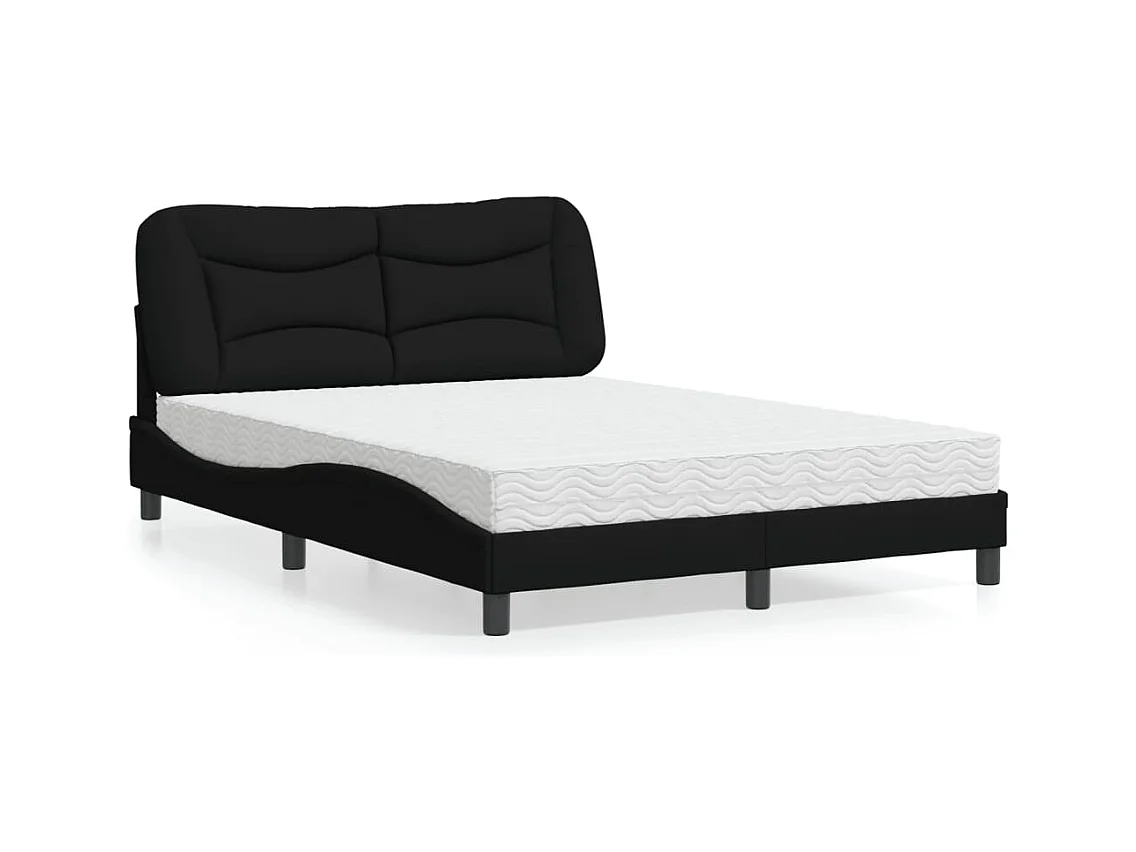 Cama com colchão preto tecido 140x200 cm