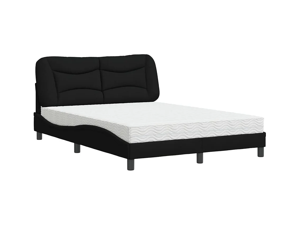 Lit avec matelas noir 140x200 cm tissu