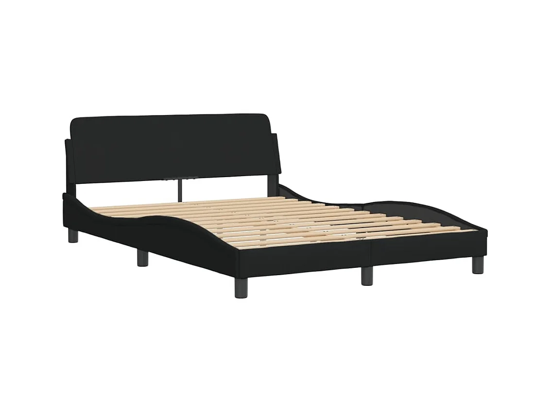 Lit avec matelas noir 140x200 cm tissu