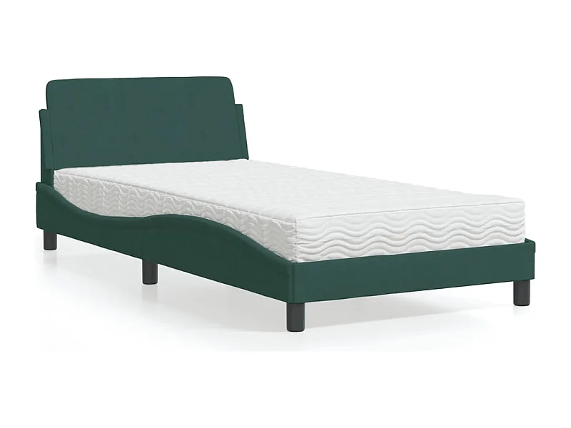 Cama con colchón terciopelo verde oscuro 100x200 cm