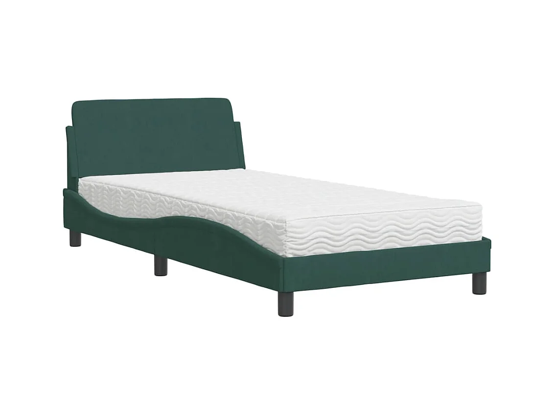 Lit avec matelas vert foncé 100x200 cm velours