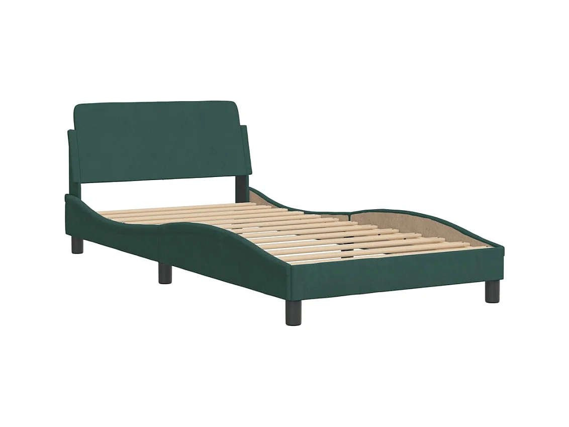 Lit avec matelas vert foncé 100x200 cm velours