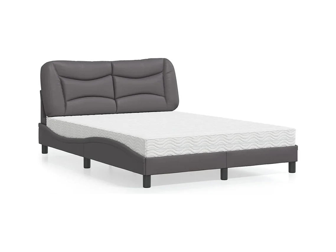 Lit avec matelas gris 120x200 cm similicuir