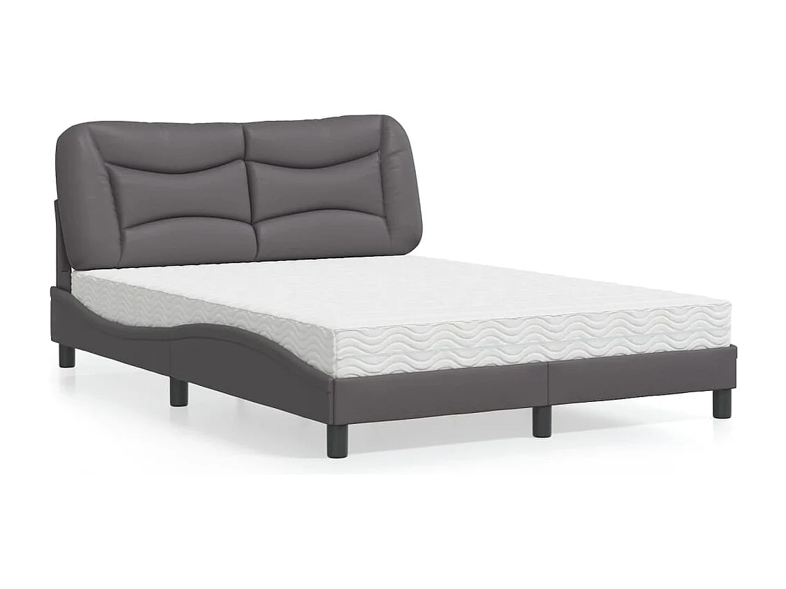 Lit avec matelas gris 120x200 cm similicuir