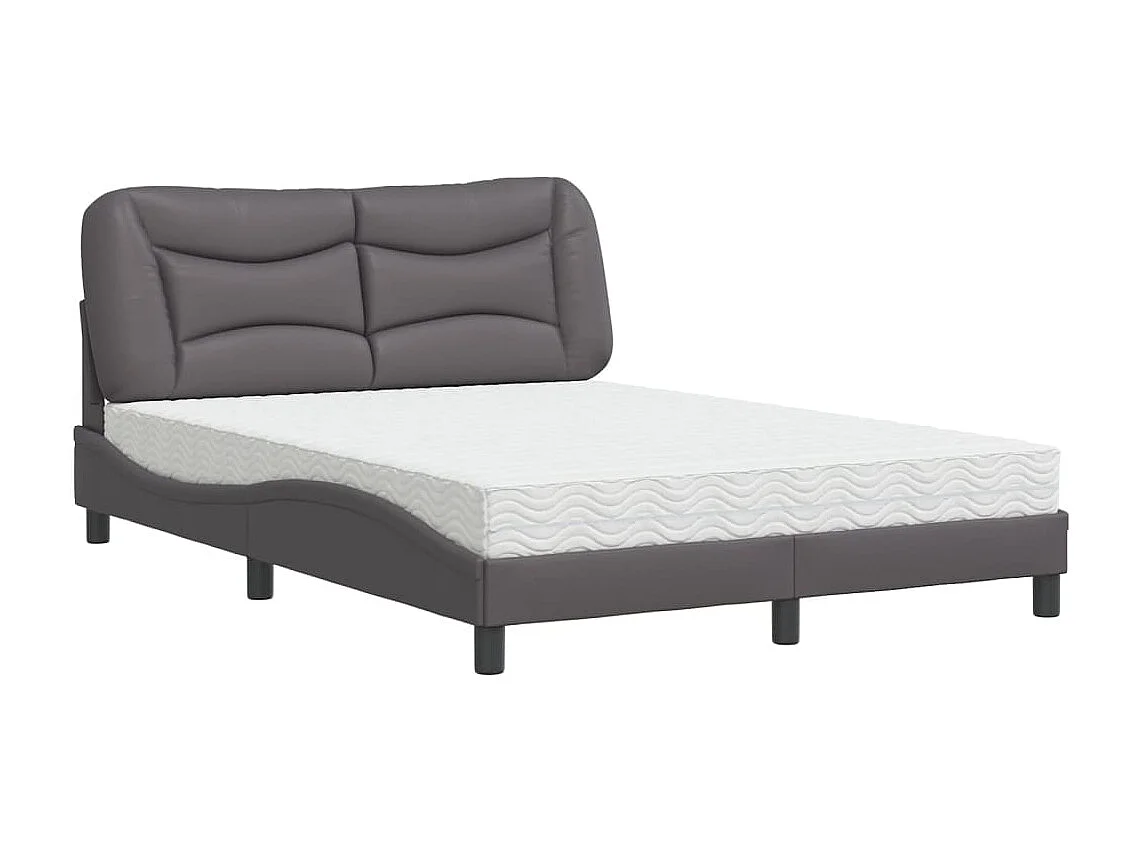 Lit avec matelas gris 120x200 cm similicuir