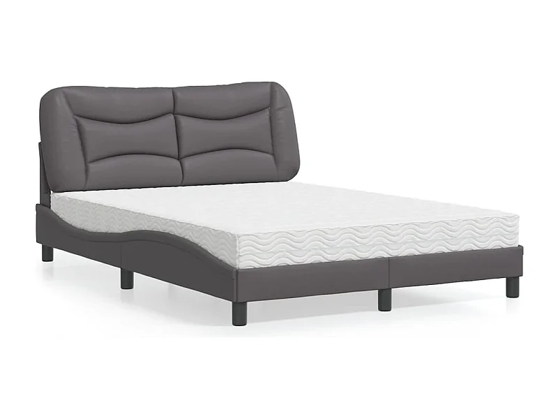 Lit avec matelas gris 120x200 cm similicuir