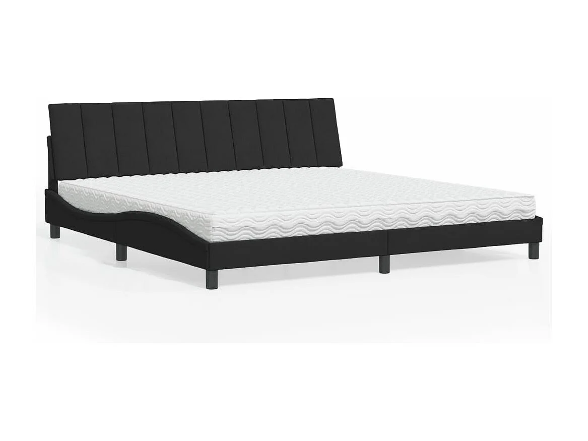 Lit avec matelas noir 200x200 cm velours