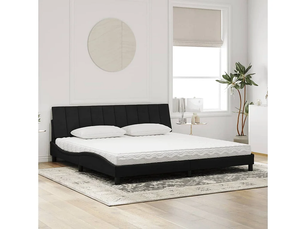 Lit avec matelas noir 200x200 cm velours