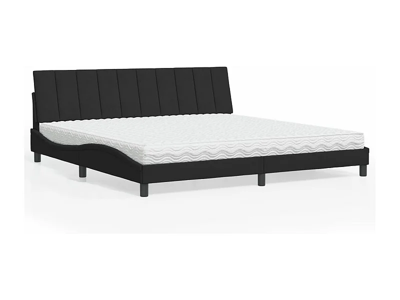 Letto con Materasso Nero 200x200 cm in Velluto