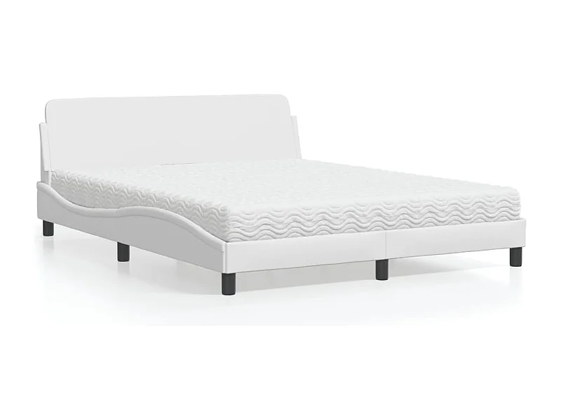 Lit avec matelas blanc 160x200 cm similicuir