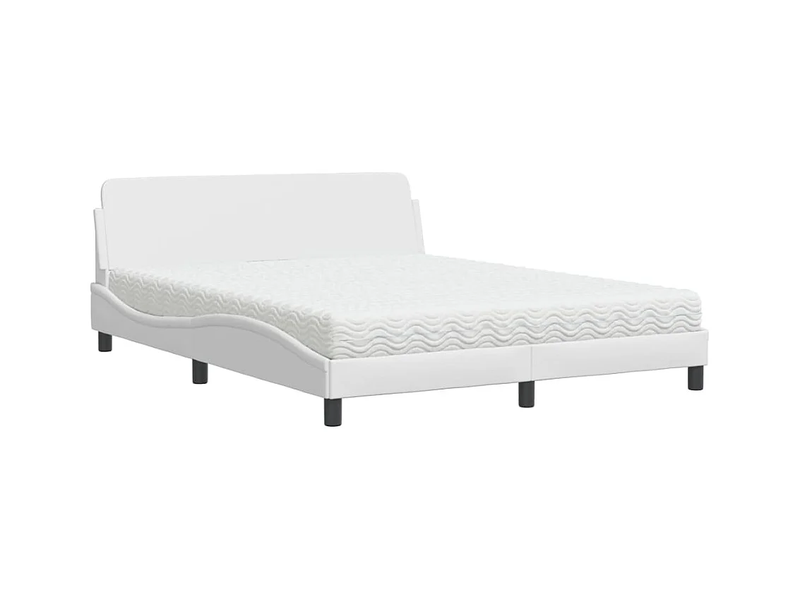 Letto con Materasso Bianco 160x200 cm in Similpelle