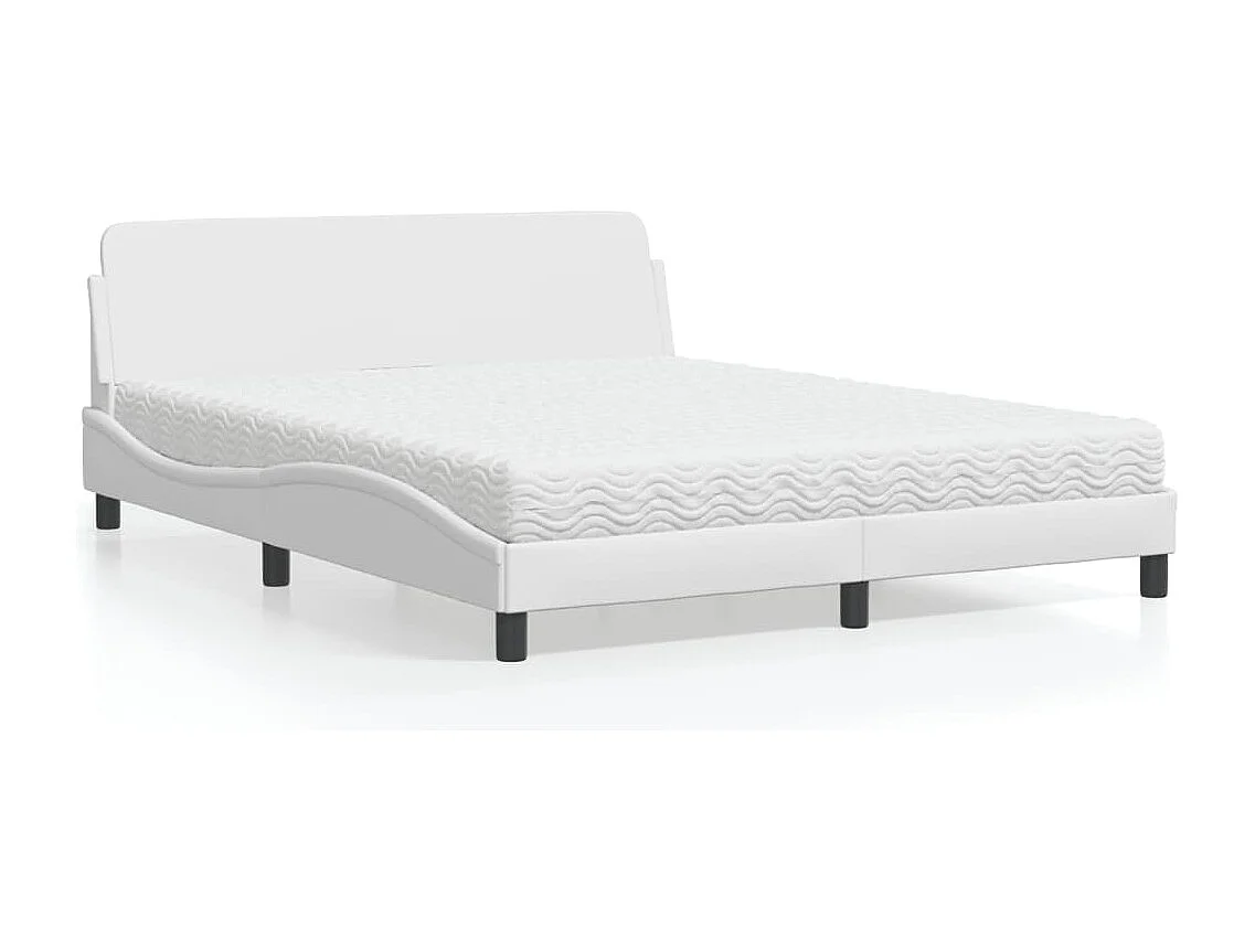Letto con Materasso Bianco 160x200 cm in Similpelle