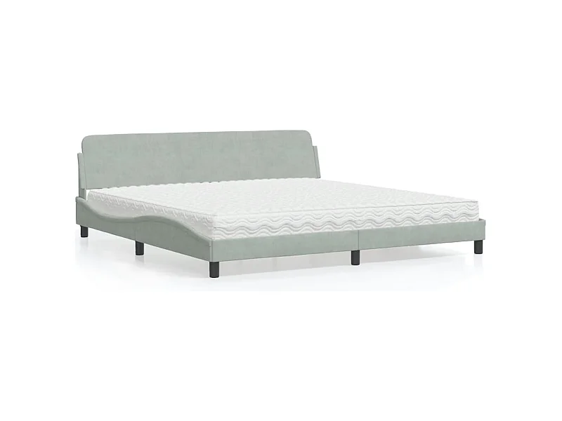Cama com colchão cinza claro 200x200 cm veludo