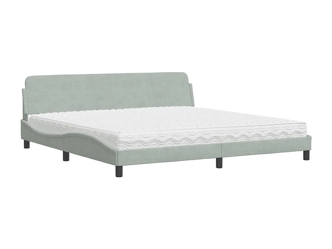 Letto con Materasso Grigio Chiaro 200x200cm Velluto